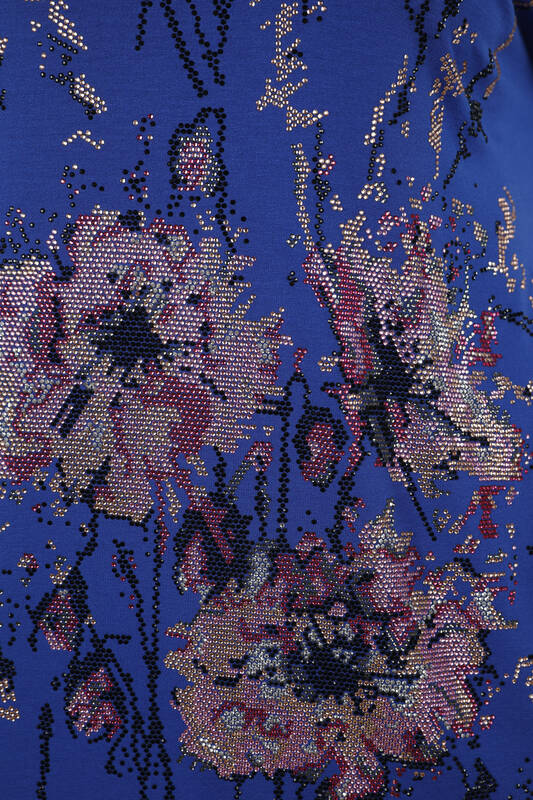 All'ingrosso Camicetta da donna - Motivo floreale - Pietra ricamata - 77965 | KAZEE