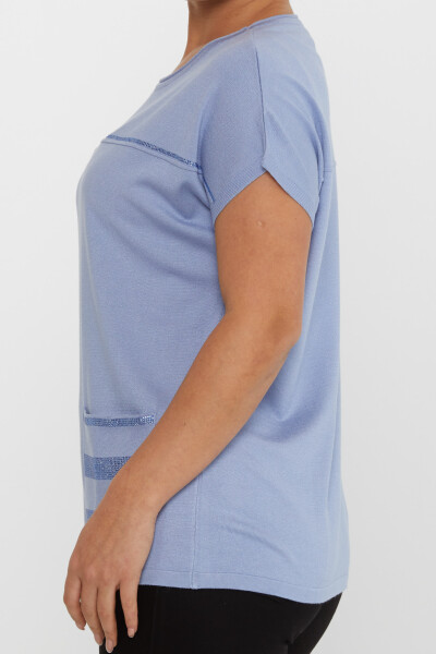 سترة تريكو بتفاصيل جيوب أزرق - 30765 | كازي (مجموعة من 4 L-XL-2XL-3XL) - 4