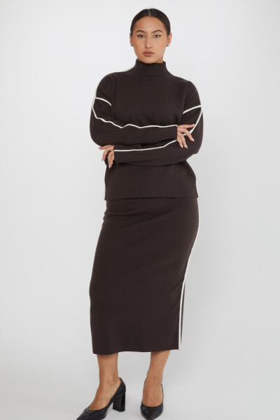 Abito doppio colletto rialzato marrone - 31303 | KAZEE (Set di 3 S-M-L) - KAZEE 