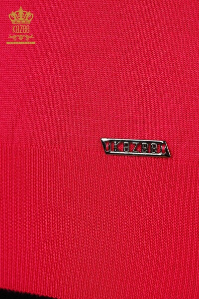 تريكو نسائي بالجملة بدون أكمام فوشيا داكن - 16922 | كازي - 4