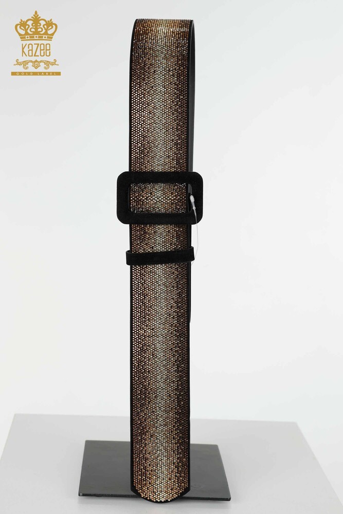 حزام حريمي كريستال ستون مطرز ذهبي - 536 | كازي - 1