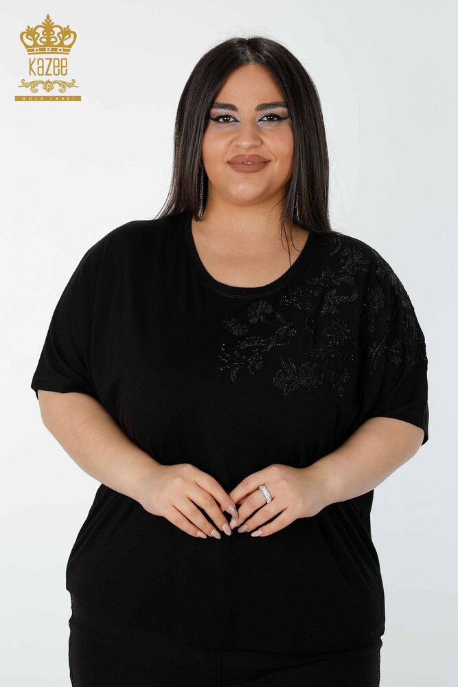 بلوزه حريمي مزخرفه اسود - 78889 | كازي - 1