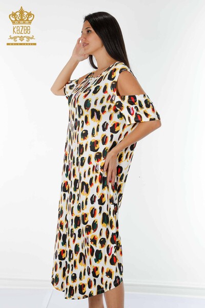 فستان نسائي - بنمط ليوبارد لون بيج - 77794 | كازي - Thumbnail