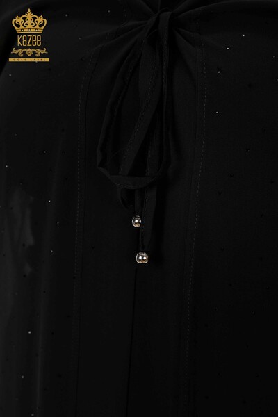 فستان نسائي بحجر كريستال مطرز اسود - 7757 | كازي - Thumbnail