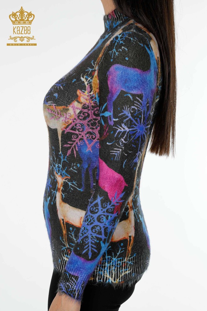 كنزة تريكو نسائية بالجملة أنجورا أسود - 18969 | كازي - 5