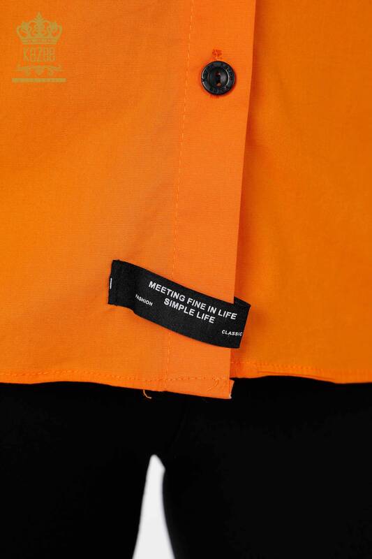 قميص نسائي بالجملة مع نص مفصل برتقالي - 20089 | كازي