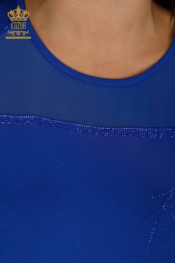 بلوزة نسائية للبيع بالجملة موديل أمريكي ساكس - 78857 | كازي - 4