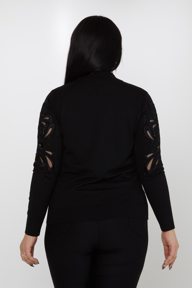 أكمام سترة محبوكة مطرزة باللون الأسود - 31264 | كازي (مجموعة من 4 مقاسات M-L-XL-2XL) - 5
