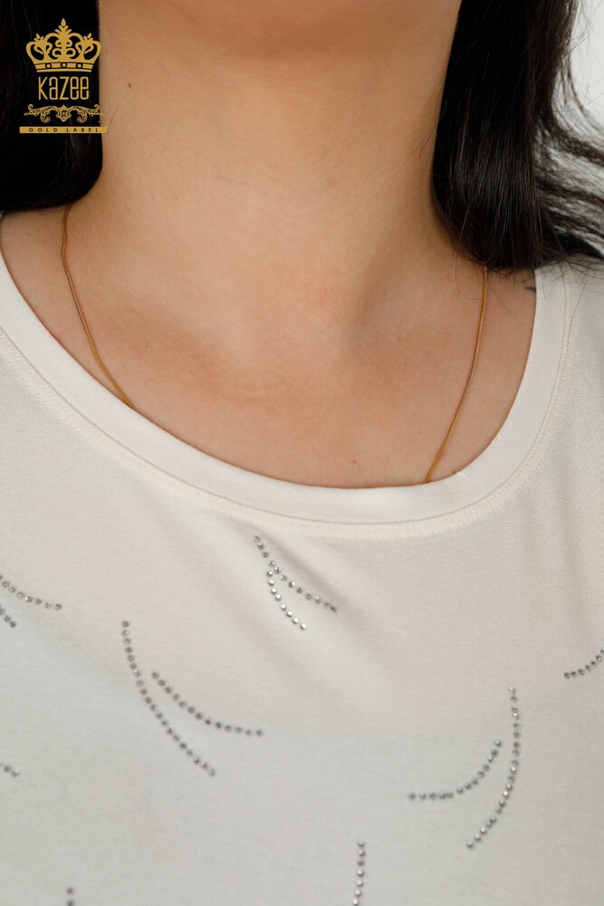 Venta al por mayor Blusa Mujer - Tul Detallado - Crudo - 79086 | kazee - 4