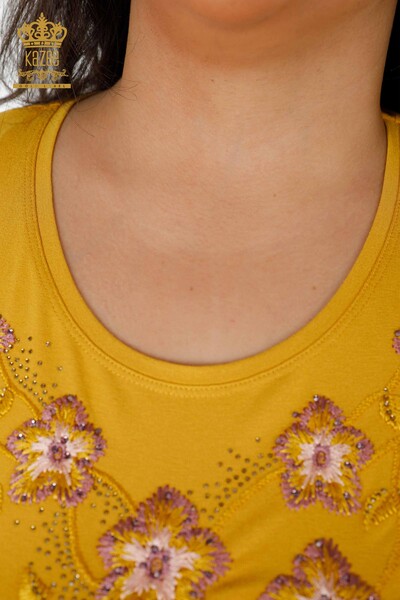 سترة نسائية تريكو نسائية بالجملة بياقة دائرية مطرزة بأحجار الزينة - 79017 | كازي - 18