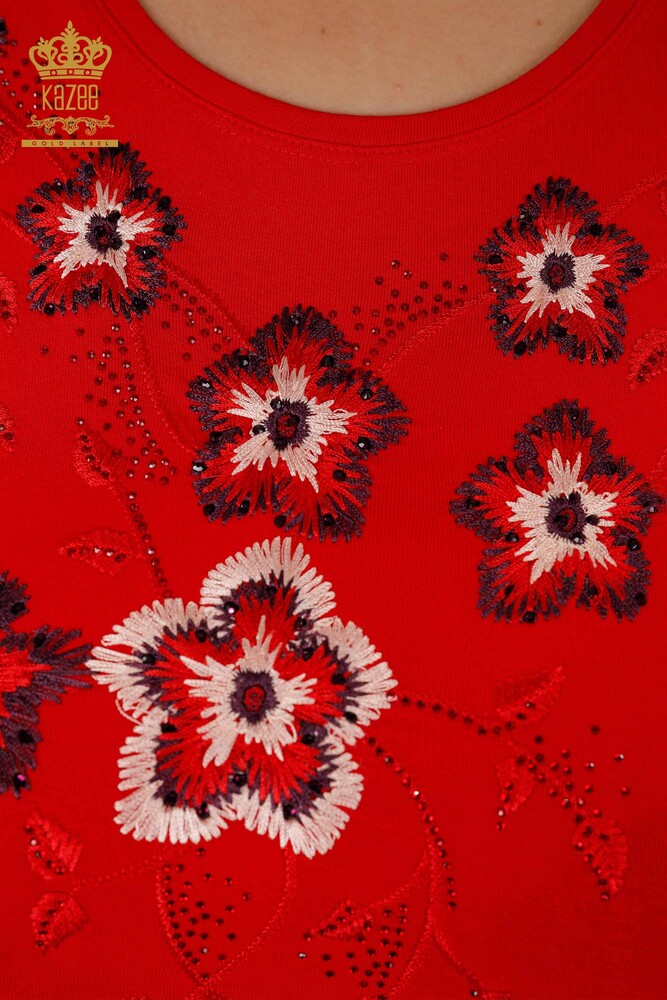 سترة نسائية تريكو نسائية بالجملة بياقة دائرية مطرزة بأحجار الزينة - 79017 | كازي - 45