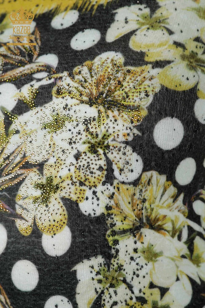 الجملة المرأة سترة الأنجورا الطباعة الرقمية زعفران - 16003 | كازي - 3