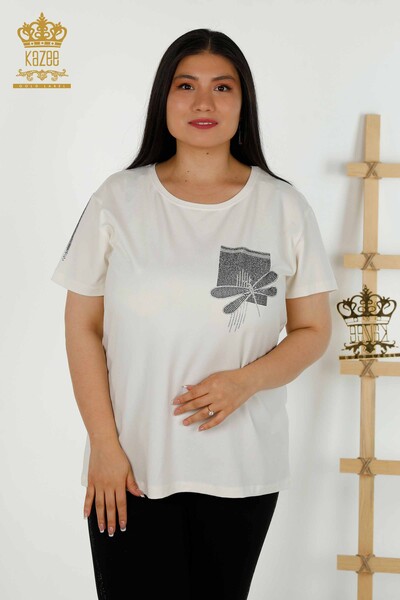 بلوزة حريمي بالجملة - دراجون فلاي مفصل - بيج فاتح - 79370 | كازي 