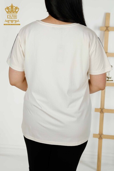 بلوزة حريمي بالجملة - دراجون فلاي مفصل - بيج فاتح - 79370 | كازي - 8