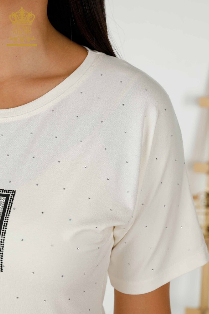 بلوزه حريمي - كريستال - مطرزه - بيج - 79389 | كازي - 5