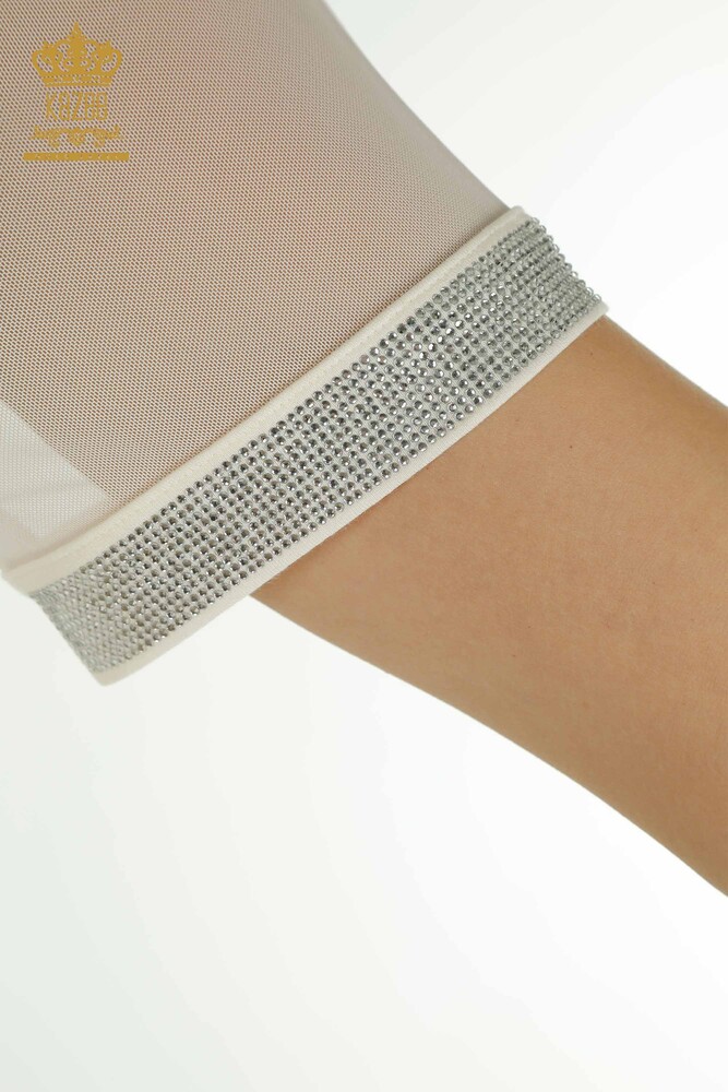 بلوزات حريمي بالجملة - تول مفصل - بيج فاتح - 79106 | كازي - 7