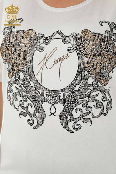 بلوزة نسائية - بنمط جلد الفهد - بيج - 77648 | كازي - 3