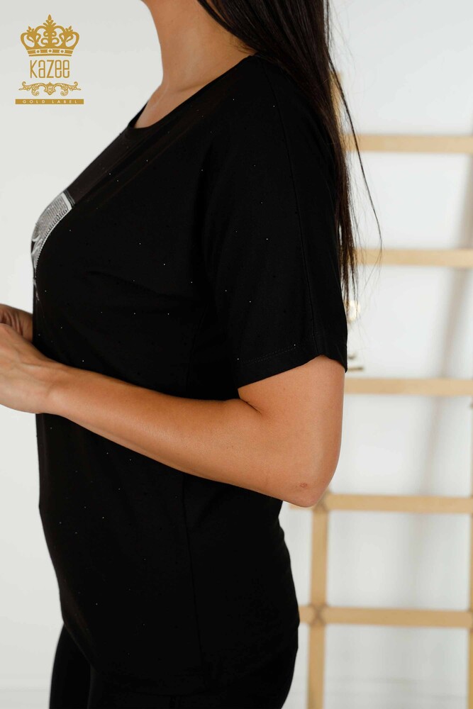 بلوزه حريمي - كريستال - مطرزه - اسود - 79389 | كازي - 6