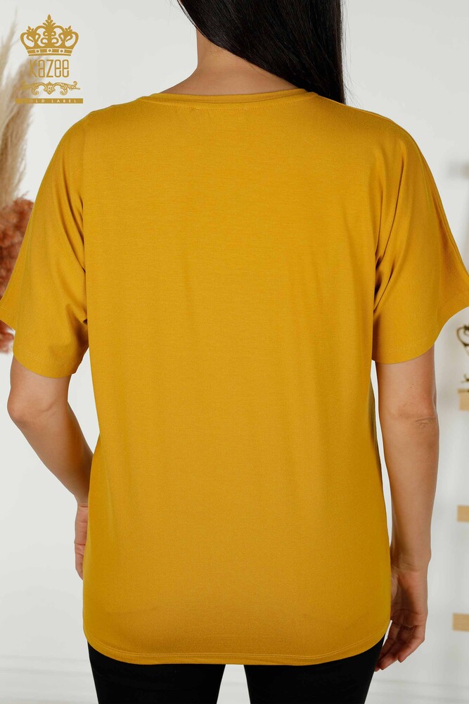 بلوزه حريمي - كريستال - مطرزه بالاحجار - زعفران - 79389 | كازي - 8