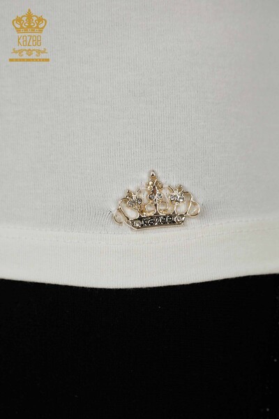 بلوزة نسائية بالجملة - بدون أكمام - أساسي - بيج فاتح - 79262 | كازي - 4