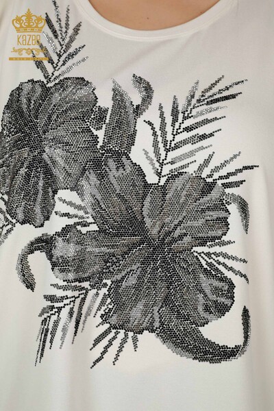 بلوزة نسائية بالجملة - مفصل الكتف - بيج فاتح - 79289 | كازي - 5