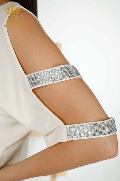 بلوزة نسائية بالجملة - مفصل الكتف - بيج فاتح - 79289 | كازي - 8