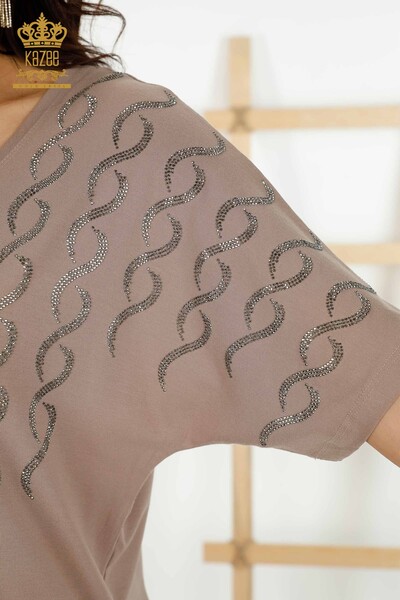 بلوزه حريمي - كريستال - احجار مطرزه - مينك - 79069 | كازي - 4