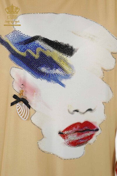 بلوزة حريمي - طباعة رقمية - زعفران - 77755 | كازي - 3