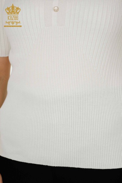 تريكو نسائي بالجملة - كنزة - زر مفصل - بيج فاتح - 30043 | كازي - 5