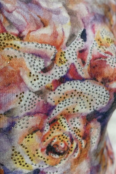 ملابس نسائية تريكو رقمية مطبوعة بنقشة زهور الأنجورا - 18569 | كازي - Thumbnail