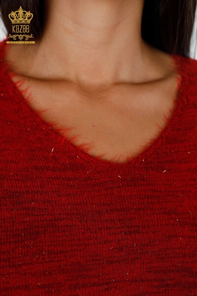 سترة نسائية تريكو بأكمام طويلة برقبة على شكل حرف V جليتر - 19081 | كازي - 11