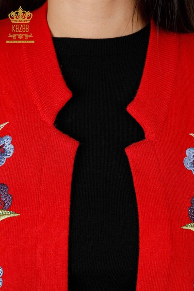 تريكو نسائي بالجملة مطرز بنمط الأزهار - 16835 | كازي - 17