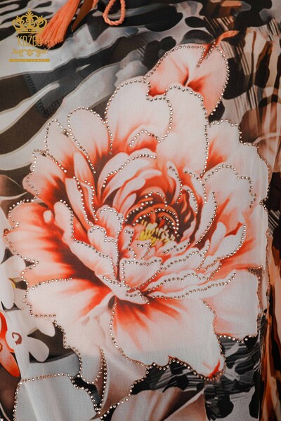 فستان الشاطئ النسائي بالجملة بنمط الأزهار - 7758 | كازي - Thumbnail