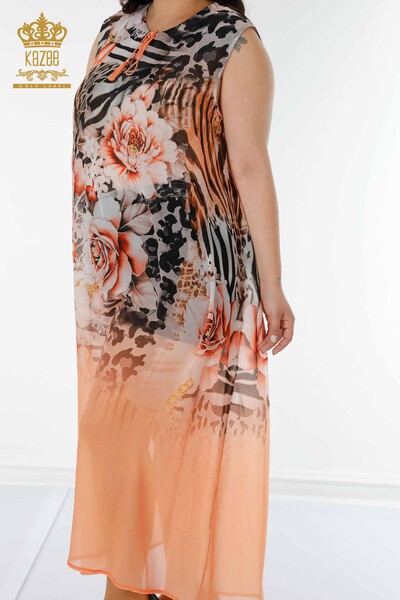 فستان الشاطئ النسائي بالجملة بنمط الأزهار - 7758 | كازي - Thumbnail