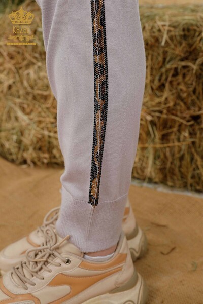 بدلة رياضية نسائية - بنمط جلد الفهد - ليلك - 16521 | كازي - Thumbnail
