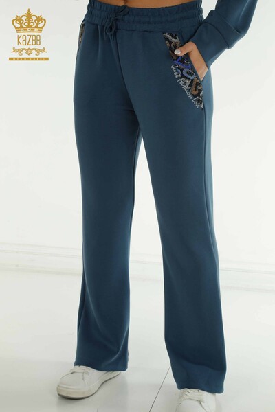 طقم رياضي ثلاثي للنساء بالجملة بغطاء للرأس نيلي - 17616 | كازي - 10