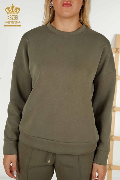 بدلة رياضية نسائية بالجملة جيب أساسي كاكي - 17579 | كازي - 2