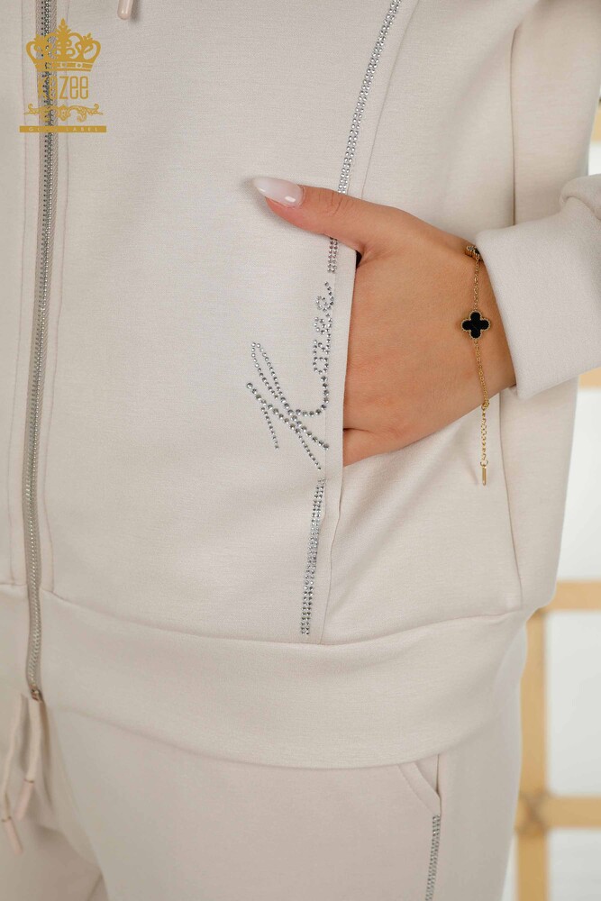 طقم رياضي نسائي بالجملة بسحاب حجري - 17550 | كازي - 6