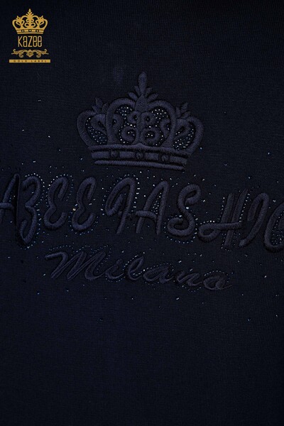 طقم رياضي نسائي بالجملة بسحاب أزرق كحلي - 30638 | كازي - 13