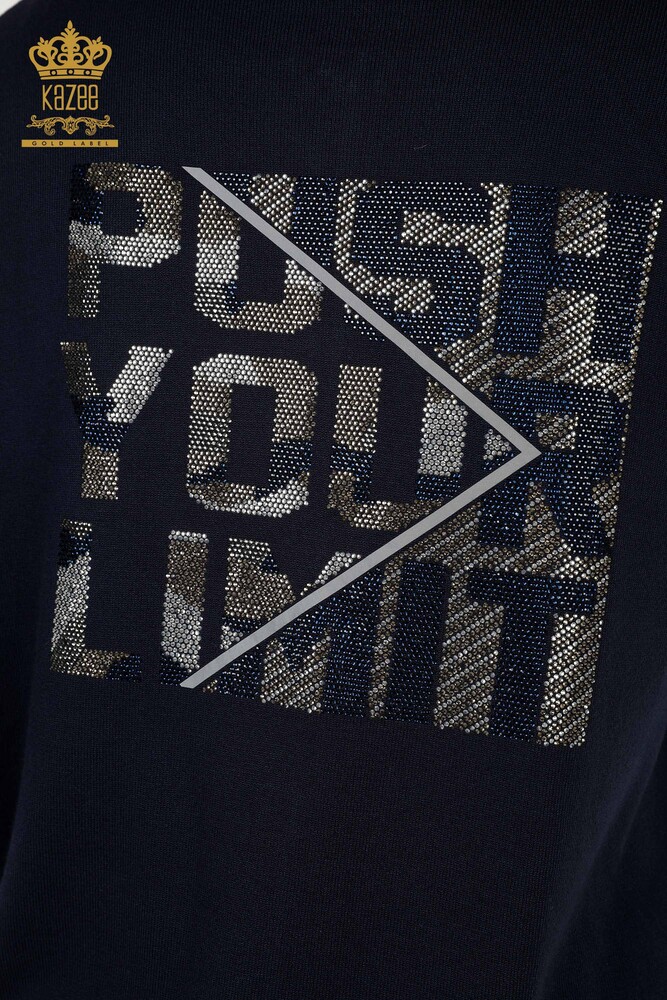 طقم رياضي نسائي بالجملة مع سحاب جيب أسود - 16679 | كازي - 9