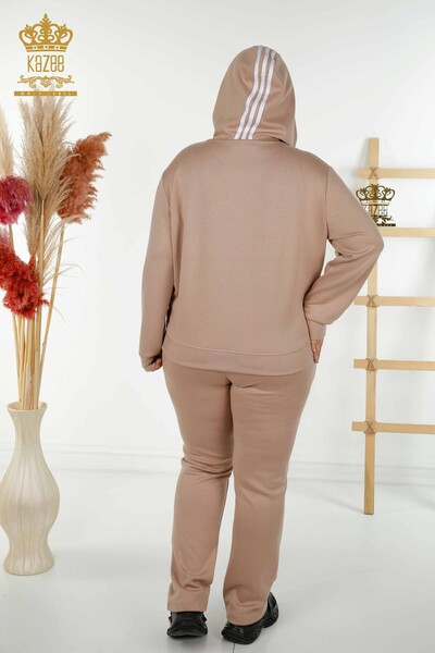 طقم رياضي نسائي بالجملة بغطاء للرأس باللون الأبيض المنك الداكن - 17569 | كازي - 8