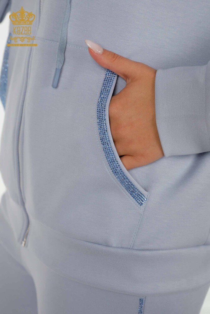 طقم رياضي نسائي بالجملة بسحاب أزرق - 20415 | كازي - 7