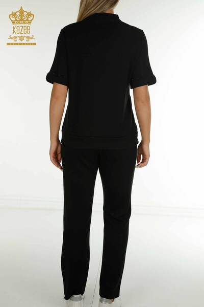 طقم رياضي نسائي بالجملة أسود مع سحاب - 17636 | كازي - 12