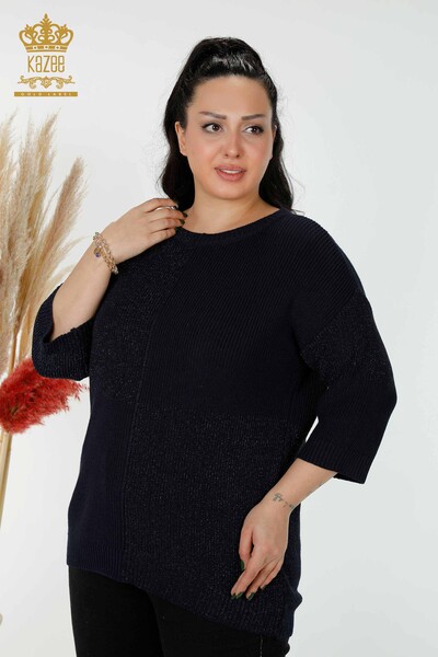 بلوزة نسائية لونين كحلي - 30093 | كازي - Kazee