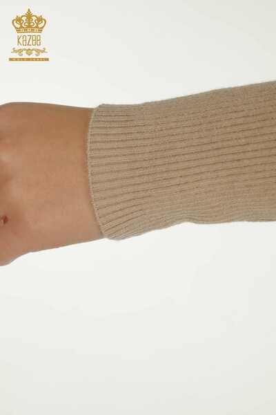 الجملة المرأة سترة تريكو زر مفصلة بيج - 30364 | كازي - 6