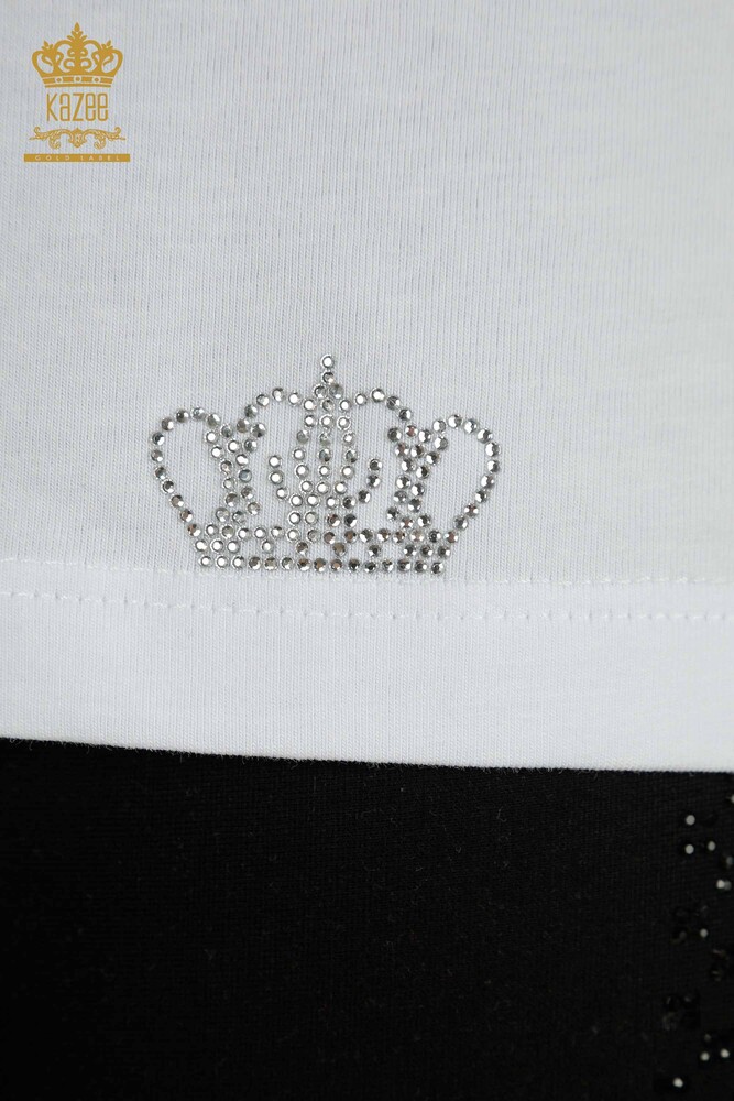 بلوزة نسائية بالجملة كم قصير أبيض - 79563 | كازي - 5