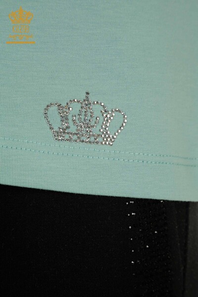 بلوزة نسائية بالجملة كم قصير نعناع - 79561 | كازي - 5