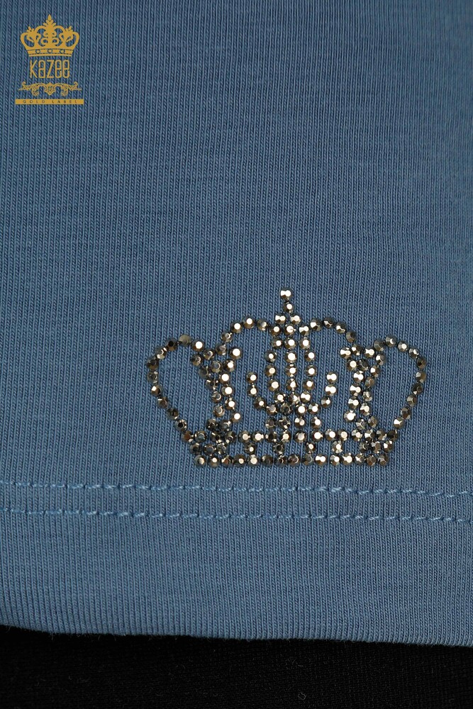 بلوزة نسائية بالجملة كم قصير نيلي - 79561 | كازي - 5