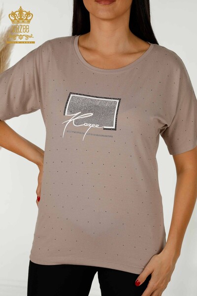 بلوزة نسائية بالجملة مطرزة بأحجار الكريستال المنك - 79389 | كازي - 2