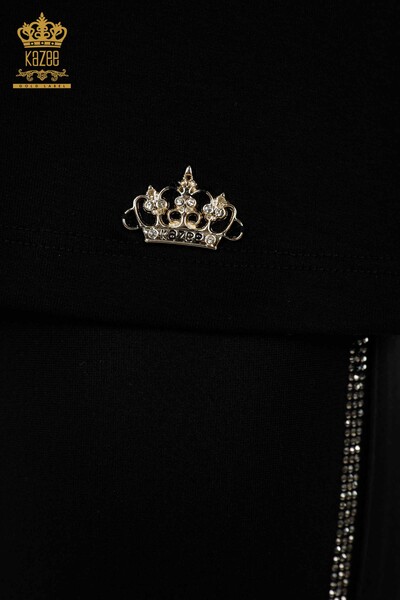 بلوزة حريمي بالجملة - أساسي - أسود - 79219 | كازي - 4